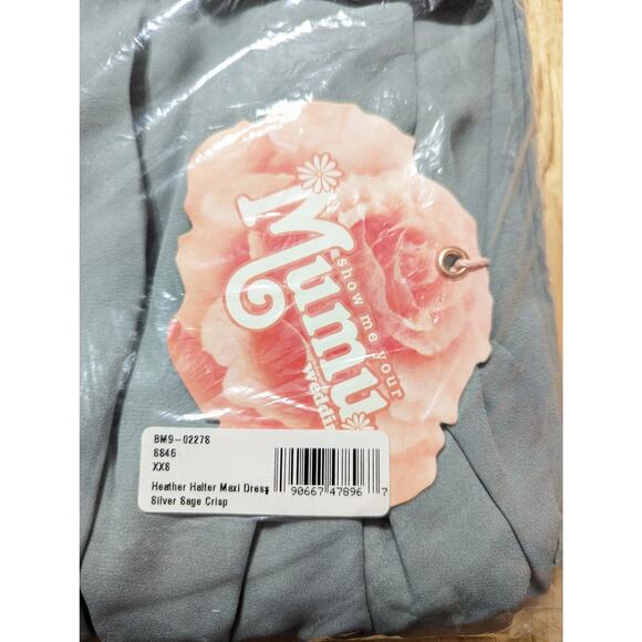 Show Me Your Mumu Heather Halter Slit Maxi Dress Silver Sage Crisp Green, XXS - Picture 14 of 14